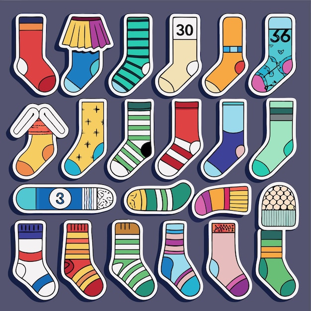 Vibrant Sock Sticker Collection 24 einzigartige und farbenfrohe Sockendesigns zum Handwerk und zur Dekoration