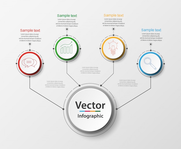 Vier Schritte abstrakte Infografiken Anzahl Optionen Vorlage