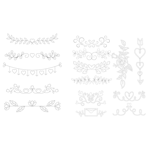 Vektor von hand gezeichnete hochzeitsschmuck-sammlung vektor-design-illustration