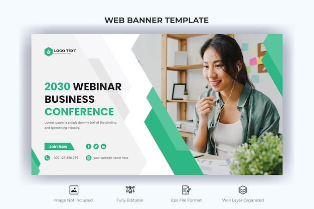 Webinar-Business-Konferenz-Webbanner-Landingpage und YouTube-Thumbnail-Vorlage