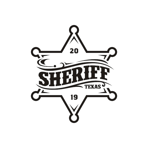 Vektor weinlese-retro sheriff-abzeichen-emblem-typografie-logoentwurf