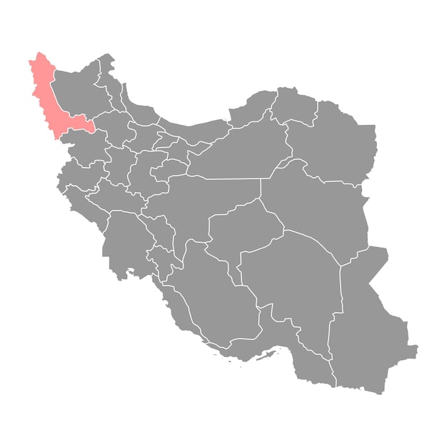 Vektor west-azerbaidschan provinz karte administrative abteilung des iran vektor-illustration