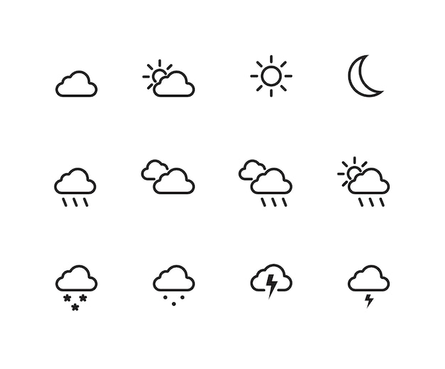 Wetter-Icon-Set umrissen