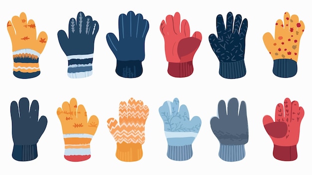 Vektor winter-cartoon-handschuhe handschuhe mode kaltes wetter