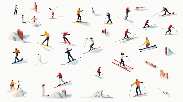 Vektor wintersport-ikonen auf weißem hintergrund vektorillustration