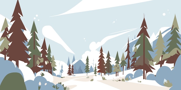 Vektor winterwald-vektor-illustration flache 2