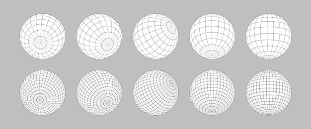 Vektor wireframe-kugelsatz isoliert