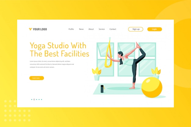 Yoga-Studio mit den besten Einrichtungen Abbildung auf Landing Page