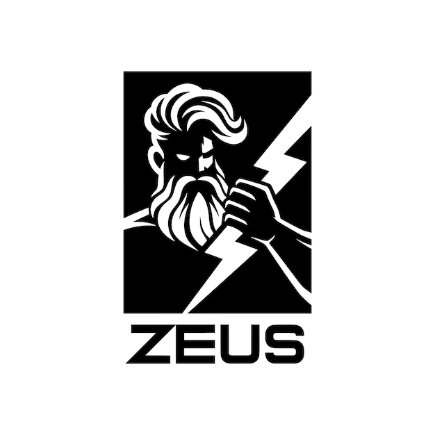 Vektor zeus-logo mit blitz in der hand