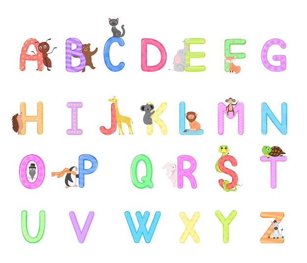 Zoo-Alphabet Tieralphabet Buchstaben von A bis Z.