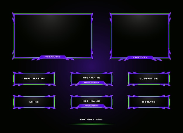 Vektor zuckende streaming-panel-overlay-designvorlage