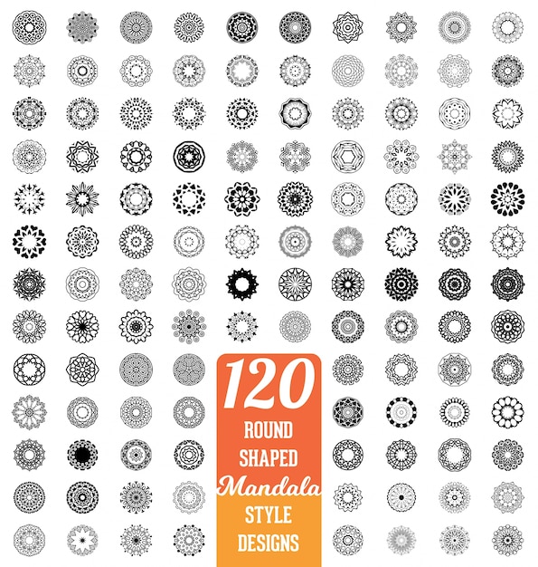 120 Mandala Estilo Design Coleção