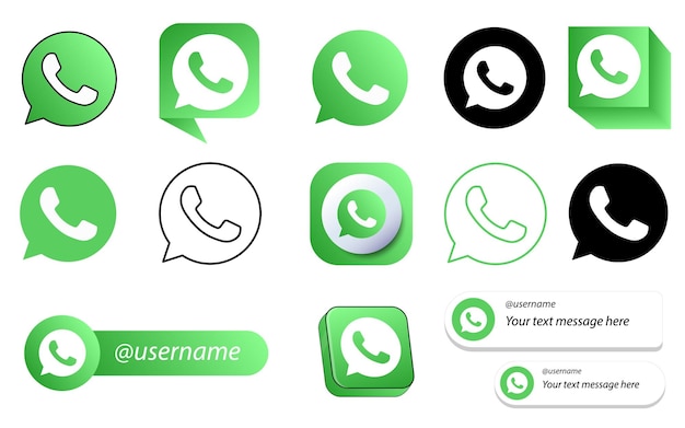 Vetor grátis 14 pacote de ícones de mídia social do whatsapp