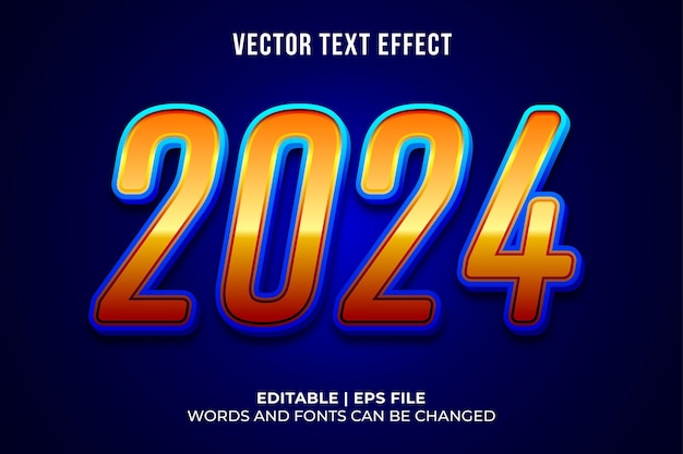 Vetor grátis 2024 texto futurista mutável 2024 efeitos de texto futurista mutável