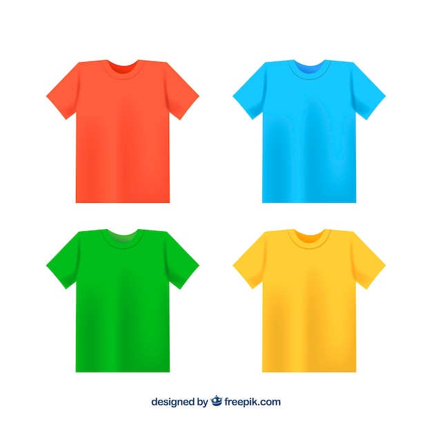 Vetor grátis 2d coleção de camisetas em cores diferentes