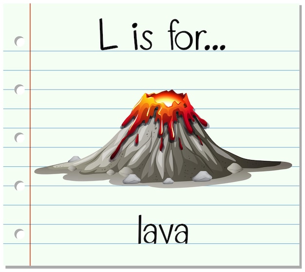 Vetor grátis a letra l do flashcard é para lava