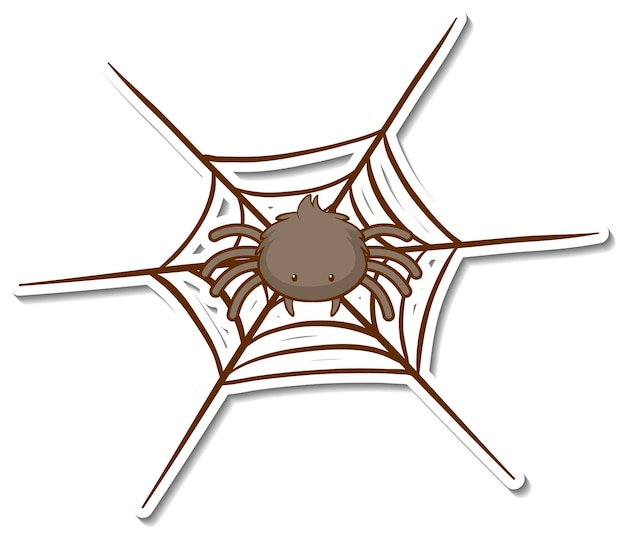 Vetor grátis adesivo de aranha fofa na web em fundo branco