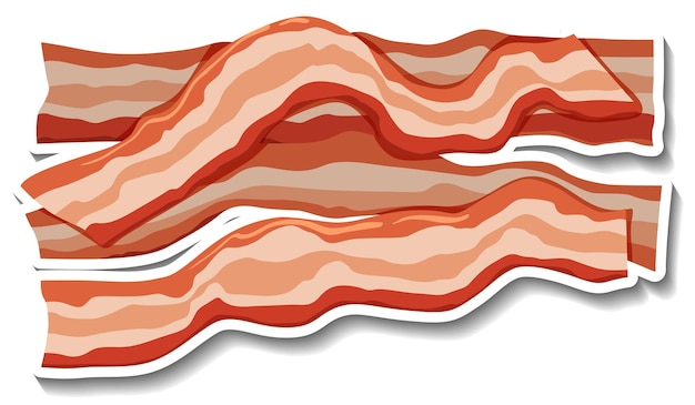 Adesivo de listras de bacon cru em fundo branco