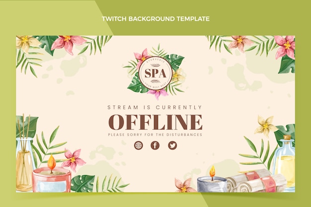 Vetor grátis aquarela tropical spa twitch fundo