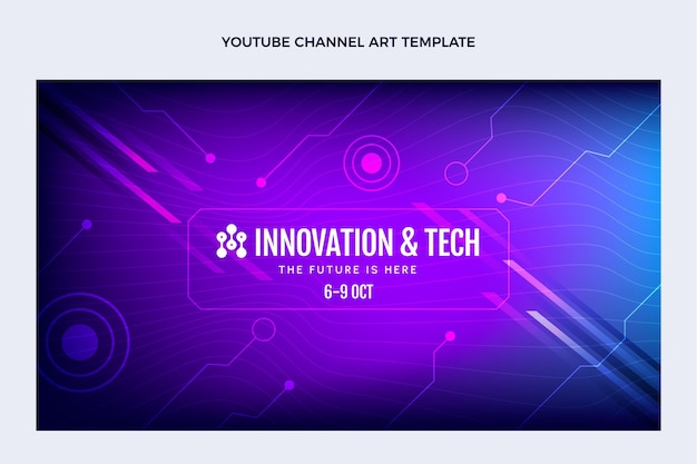 Arte do canal do youtube com tecnologia abstrata de gradiente