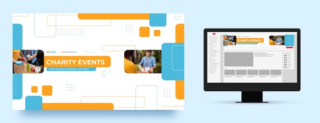 Vetor grátis arte do canal do youtube de evento de caridade mínimo plano