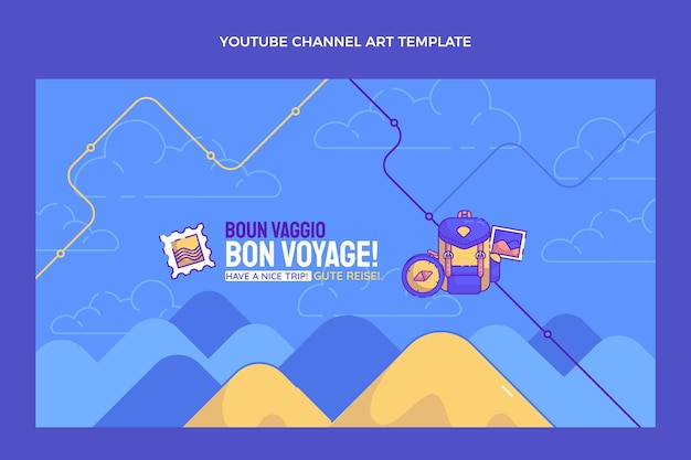 Vetor grátis arte do canal do youtube de viagem desenhada à mão