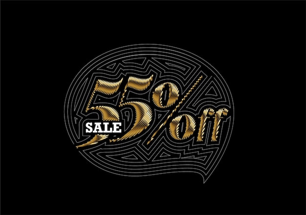 Vetor grátis banner de desconto de venda de 55% off. preço de oferta de desconto. ilustração em vetor moderno adesivo.