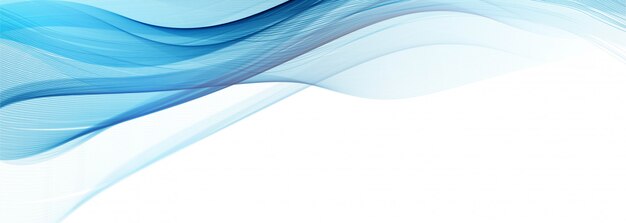 Banner de onda azul fluindo moderno sobre fundo branco