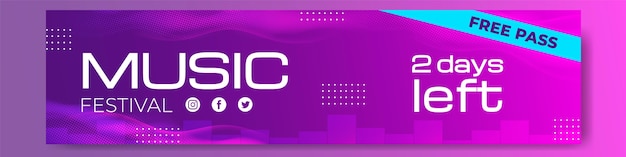 Banner de twitch do festival de música de meio-tom gradiente