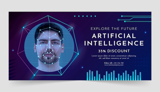 Vetor grátis banner de venda de tecnologia de inteligência artificial