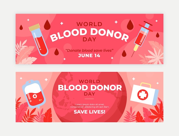 Vetor grátis banner do dia mundial do doador de sangue desenhado à mão