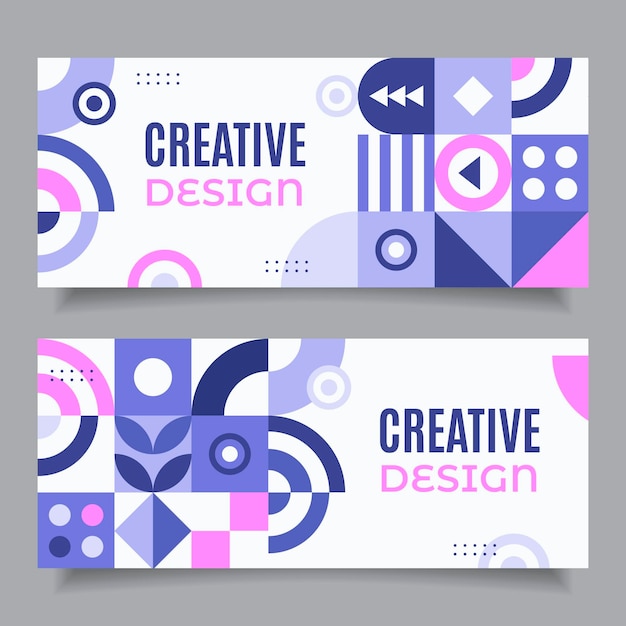 Vetor grátis banners de design criativo em mosaico plano