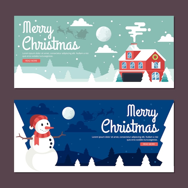 Banners de Natal em design plano