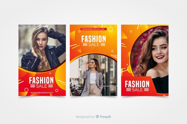 Banners de venda de moda com foto