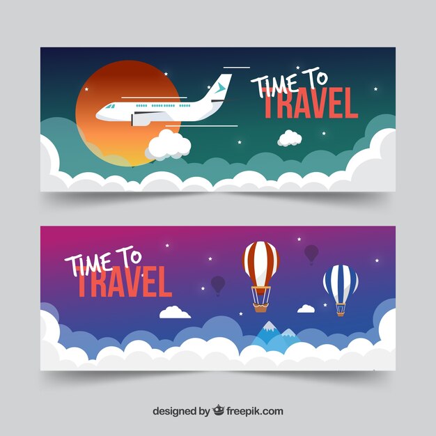 Banners de viagens com design plano