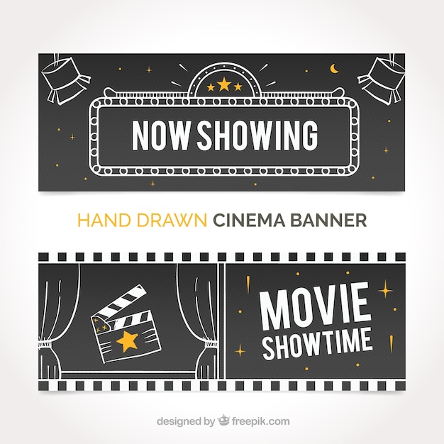 Vetor grátis banners filme com desenhos