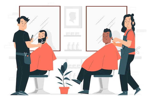 Vetor grátis barbearia cheia de ilustração de conceito de clientes