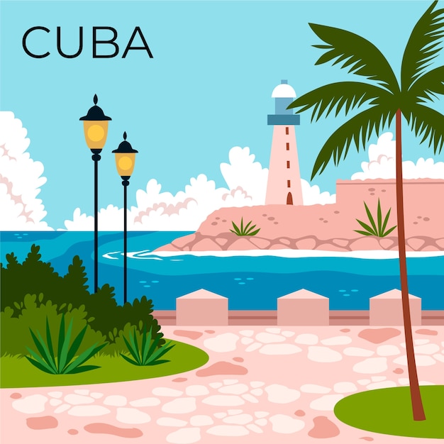 Vetor grátis bela ilustração de destino cuba