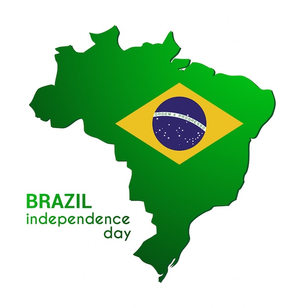 Vetor grátis brasil dia da independência feliz mapa do país no modelo de cores das bandeiras