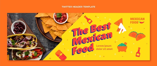 Cabeçalho do Twitter de comida mexicana em estilo simples