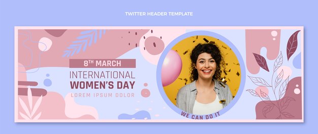 Cabeçalho do twitter do dia internacional da mulher desenhado à mão