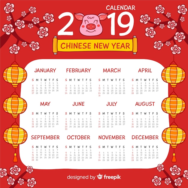 Vetor grátis calendário chinês 2019