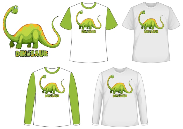 Camisa de simulação com personagem de desenho animado de dinossauro