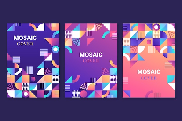 Vetor grátis capas de mosaico gradiente