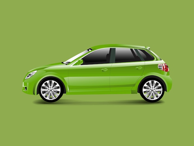 Vetor grátis carro hatchback verde em um vetor de fundo verde