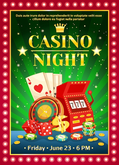 Vetor grátis cartaz brilhante do casino da noite