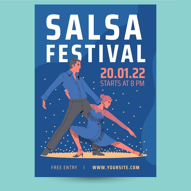 Cartaz de festa de salsa desenhado à mão