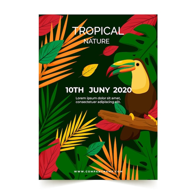 Vetor grátis cartaz de festa tropical com tucano