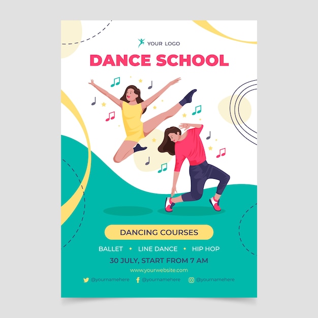 Cartaz desenhado à mão da escola de dança