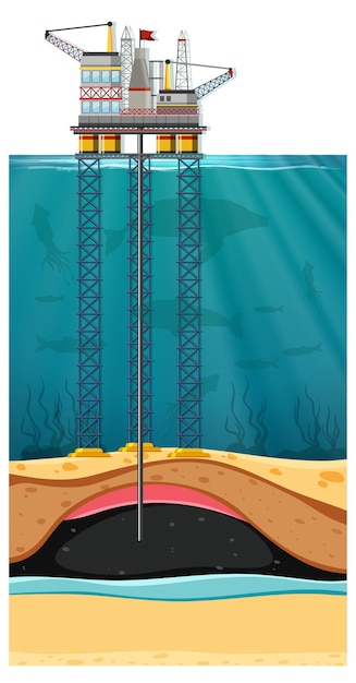 Vetor grátis cena de perfuração de petróleo offshore